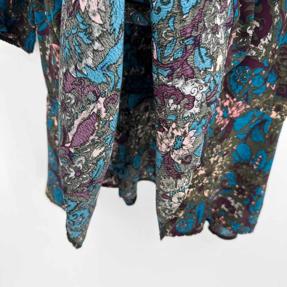 Knot Sisters JoJo Drop Waist Mini Dress Dark Floral Mock Neck Long Sleeve Size L - Picture 8 of 16
